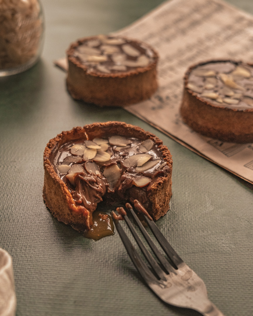 Tartelette au chocolat amande et caramel