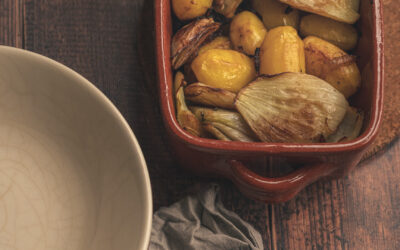 Fenouils et pommes de terre confit au four